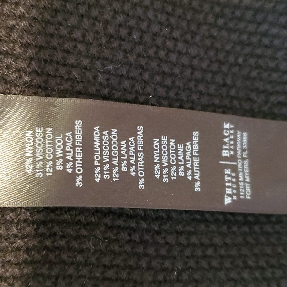 White House Black Market Assymetrical Cowl Neck Poncho In Black And Ecru Size M - Picture 10 of 12